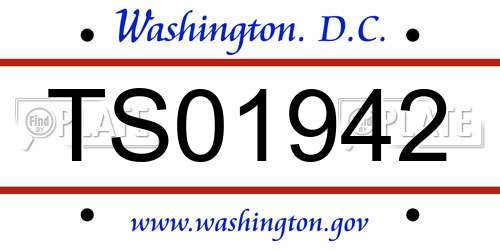 TS01942 District Of Columbia License Plate