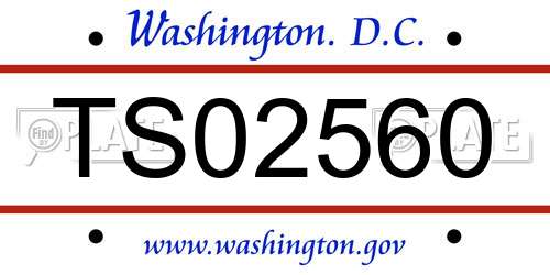 TS02560 District Of Columbia License Plate
