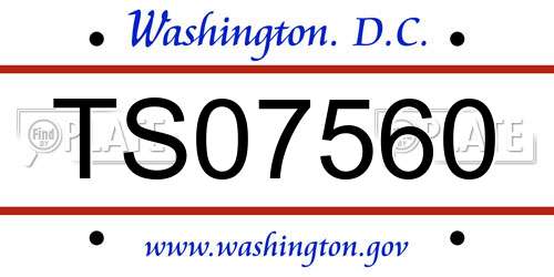 TS07560 District Of Columbia License Plate