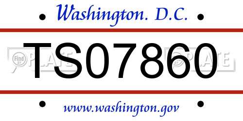 TS07860 District Of Columbia License Plate