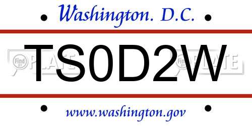 TS0D2W District Of Columbia License Plate
