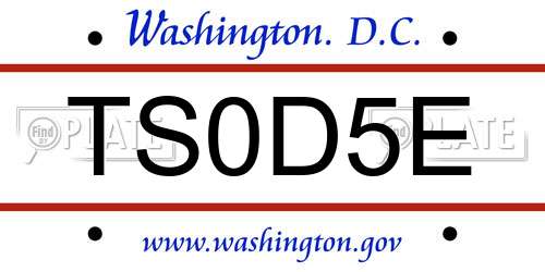 TS0D5E District Of Columbia License Plate