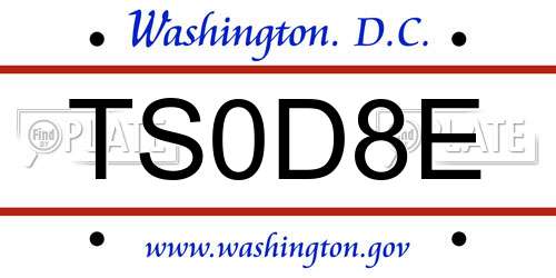 TS0D8E District Of Columbia License Plate