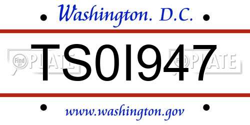 TS0I947 District Of Columbia License Plate