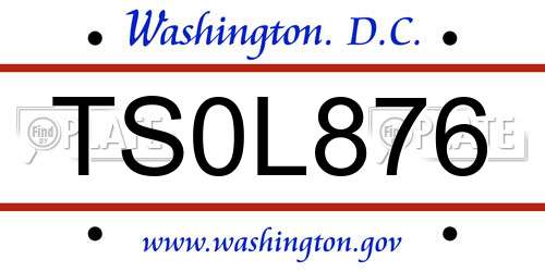 TS0L876 District Of Columbia License Plate