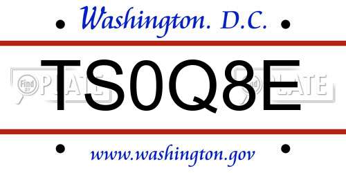TS0Q8E District Of Columbia License Plate