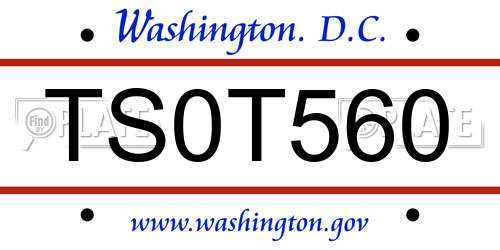 TS0T560 District Of Columbia License Plate