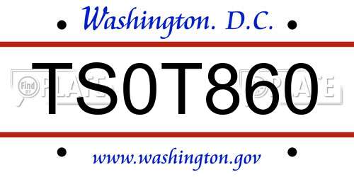 TS0T860 District Of Columbia License Plate