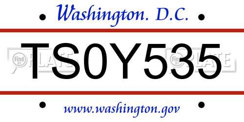 TS0Y535 District Of Columbia License Plate
