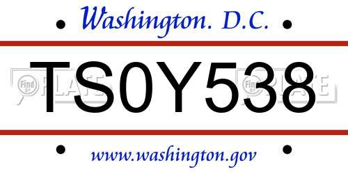 TS0Y538 District Of Columbia License Plate