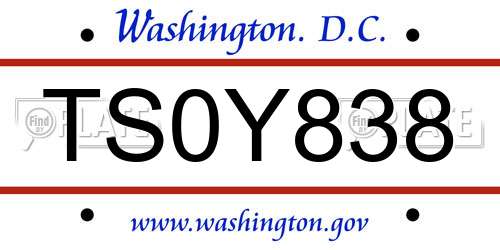 TS0Y838 District Of Columbia License Plate
