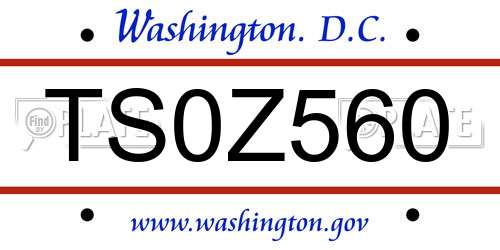 TS0Z560 District Of Columbia License Plate