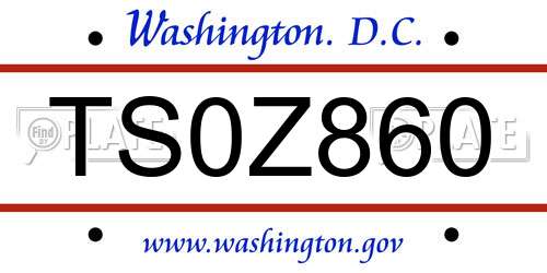 TS0Z860 District Of Columbia License Plate