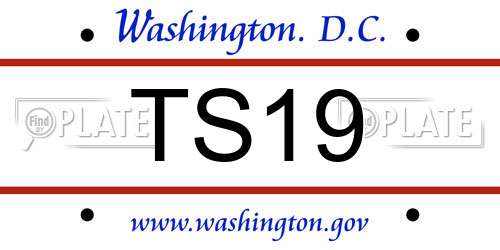 TS19 District Of Columbia License Plate