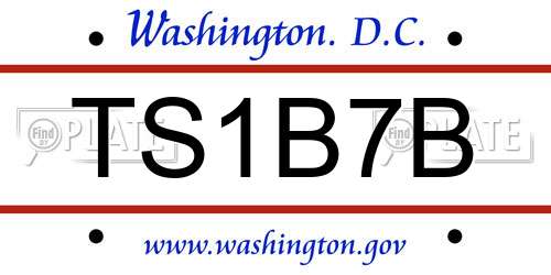 TS1B7B District Of Columbia License Plate