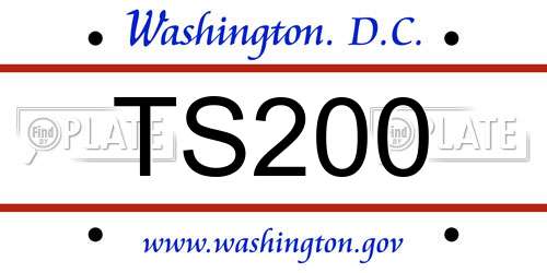TS200 District Of Columbia License Plate