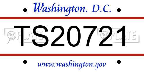 TS20721 District Of Columbia License Plate