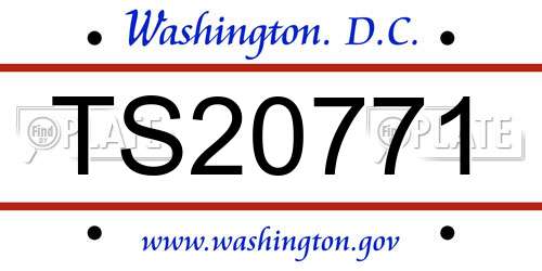 TS20771 District Of Columbia License Plate