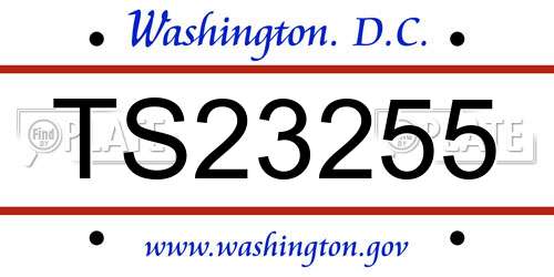 TS23255 District Of Columbia License Plate