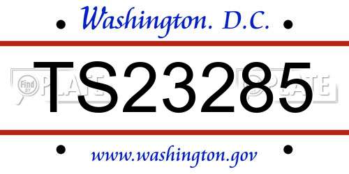 TS23285 District Of Columbia License Plate