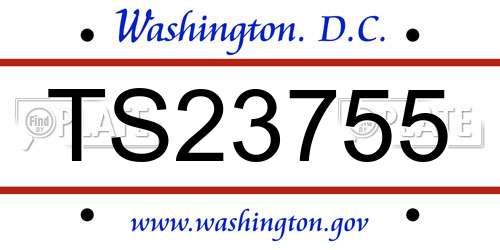 TS23755 District Of Columbia License Plate