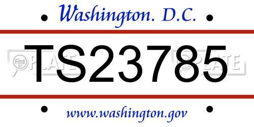 TS23785 District Of Columbia License Plate