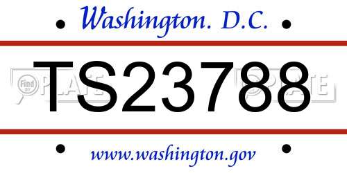 TS23788 District Of Columbia License Plate