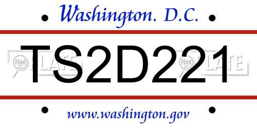 TS2D221 District Of Columbia License Plate
