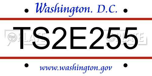 TS2E255 District Of Columbia License Plate