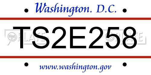 TS2E258 District Of Columbia License Plate