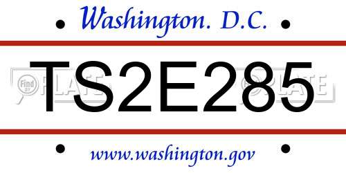 TS2E285 District Of Columbia License Plate