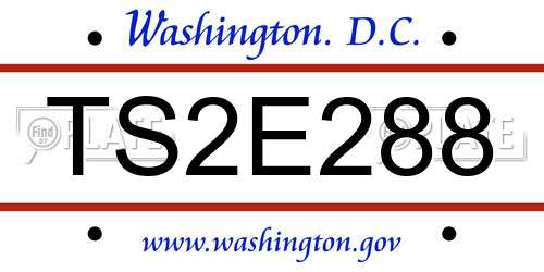 TS2E288 District Of Columbia License Plate