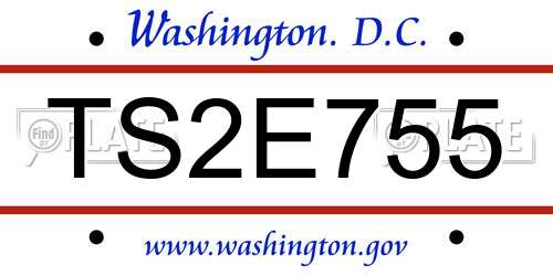 TS2E755 District Of Columbia License Plate