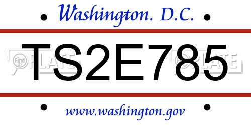 TS2E785 District Of Columbia License Plate