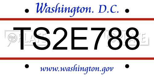 TS2E788 District Of Columbia License Plate