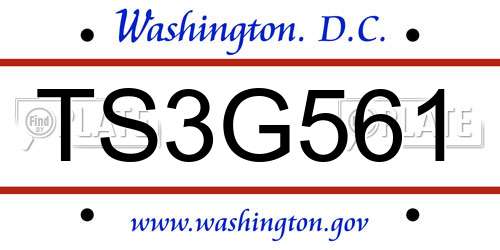 TS3G561 District Of Columbia License Plate