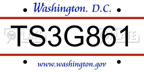 TS3G861 District Of Columbia License Plate