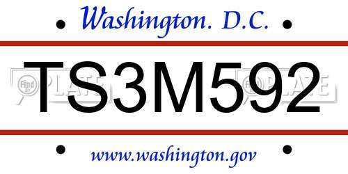 TS3M592 District Of Columbia License Plate