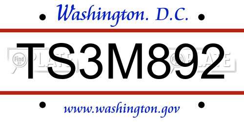 TS3M892 District Of Columbia License Plate