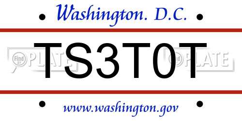TS3T0T District Of Columbia License Plate