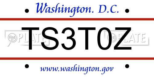TS3T0Z District Of Columbia License Plate