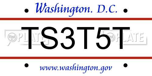TS3T5T District Of Columbia License Plate