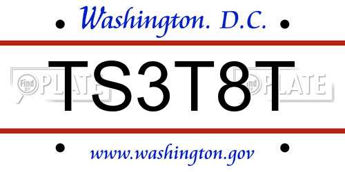 TS3T8T District Of Columbia License Plate