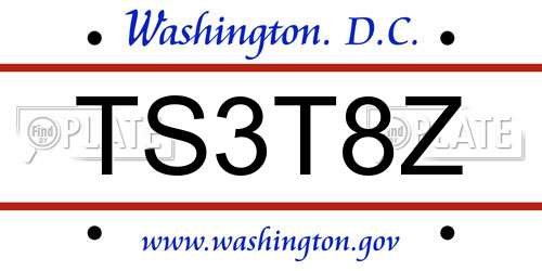 TS3T8Z District Of Columbia License Plate