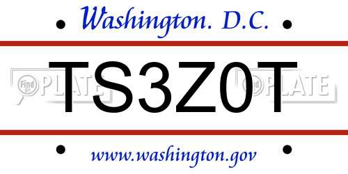 TS3Z0T District Of Columbia License Plate