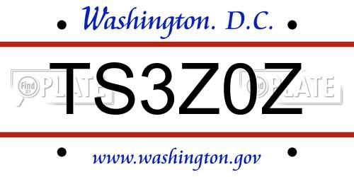 TS3Z0Z District Of Columbia License Plate