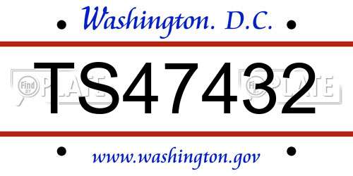 TS47432 District Of Columbia License Plate
