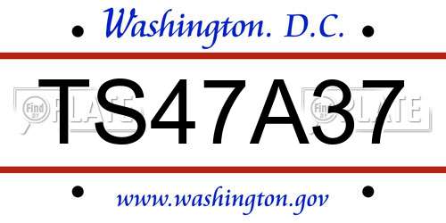 TS47A37 District Of Columbia License Plate