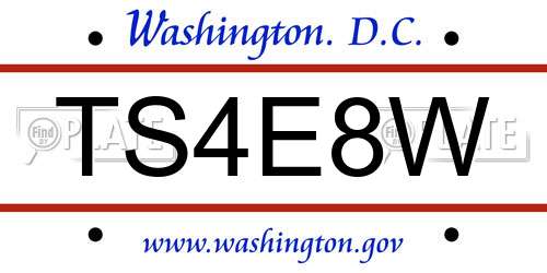 TS4E8W District Of Columbia License Plate