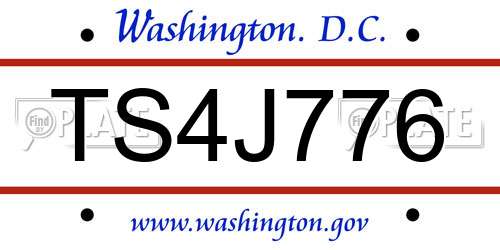 TS4J776 District Of Columbia License Plate